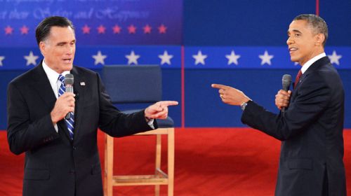Obama Romney Pointing