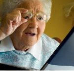 Old lady at computer