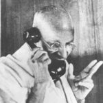 Mahatma Gandhi Talking On Phone